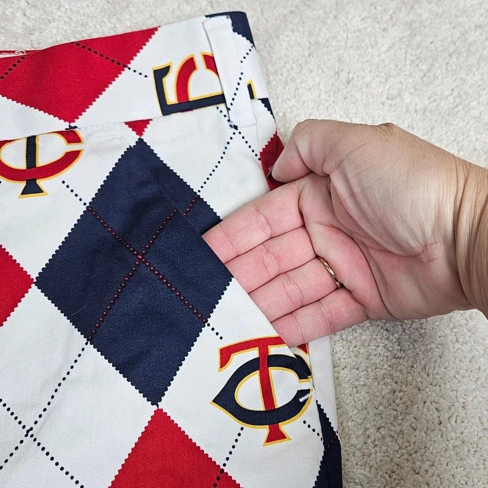 Men's MLB Loudmouth Minnesota Twins Shorts Argyle Baseball Golf Red Blue Size 44